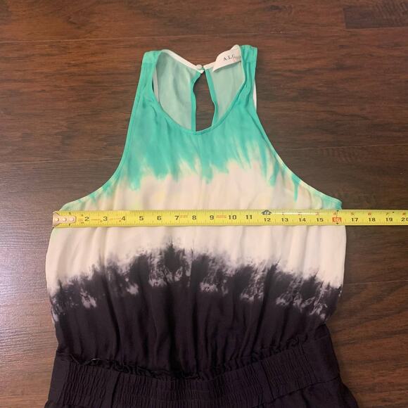 A.L.C. Tallulah white green & navy tie-dye sleeveless silk midi dress size 6 - Picture 13 of 15